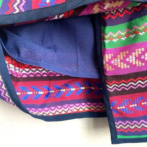 NEW Bar III Faux Wrap Asymmetrical Embroidered Tribal Aztec‎ Striped Skirt M - Picture 7 of 11